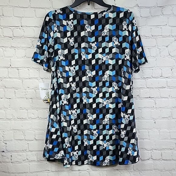 NWT LuLaRoe Disney Frozen Snowgies Snowman Swing Tee Blue Holiday Winter Top - Picture 9 of 12